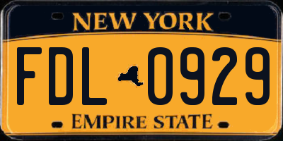 NY license plate FDL0929