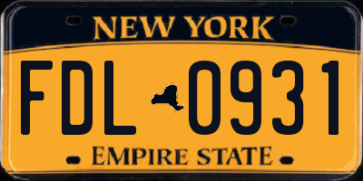 NY license plate FDL0931