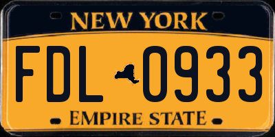 NY license plate FDL0933