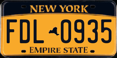 NY license plate FDL0935