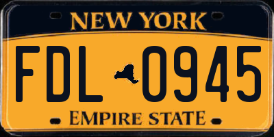NY license plate FDL0945