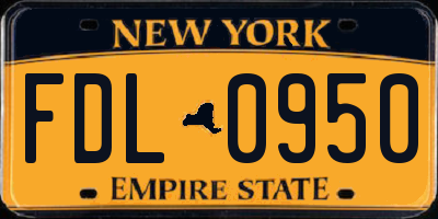 NY license plate FDL0950