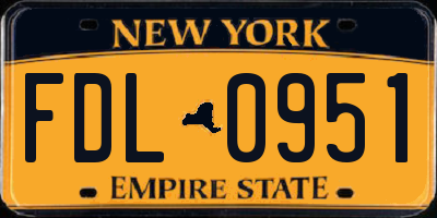 NY license plate FDL0951