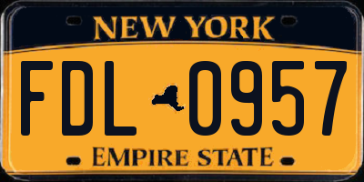 NY license plate FDL0957