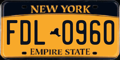 NY license plate FDL0960