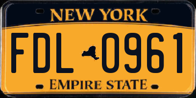 NY license plate FDL0961