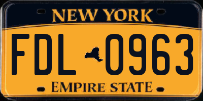 NY license plate FDL0963