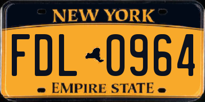 NY license plate FDL0964