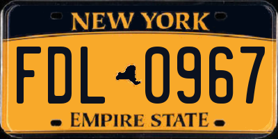 NY license plate FDL0967