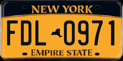 NY license plate FDL0971