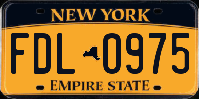 NY license plate FDL0975
