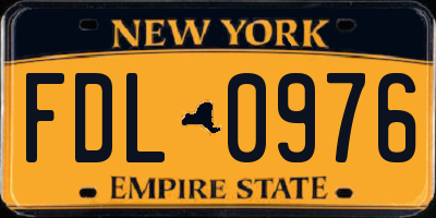 NY license plate FDL0976