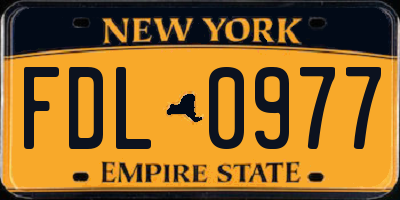 NY license plate FDL0977