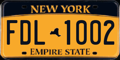 NY license plate FDL1002