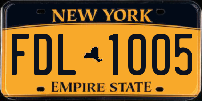 NY license plate FDL1005