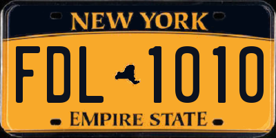 NY license plate FDL1010