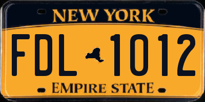 NY license plate FDL1012