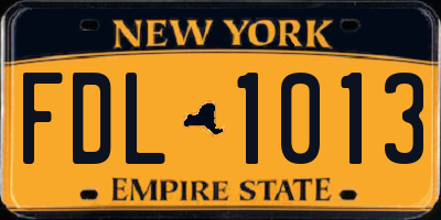 NY license plate FDL1013