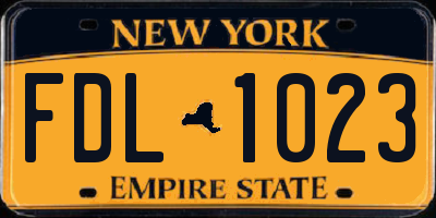 NY license plate FDL1023