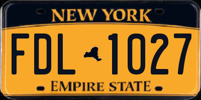 NY license plate FDL1027