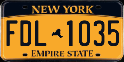 NY license plate FDL1035