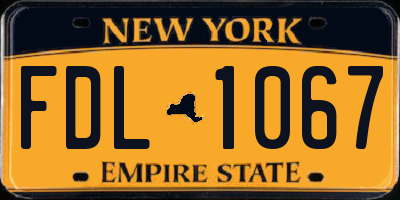 NY license plate FDL1067