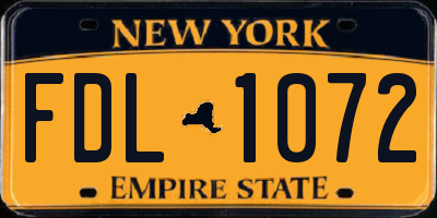NY license plate FDL1072