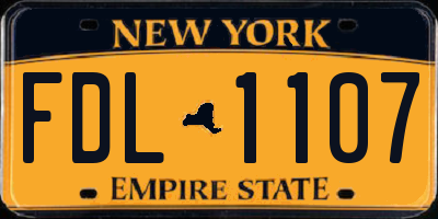 NY license plate FDL1107