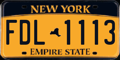 NY license plate FDL1113