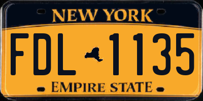 NY license plate FDL1135