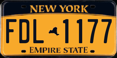 NY license plate FDL1177