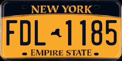 NY license plate FDL1185