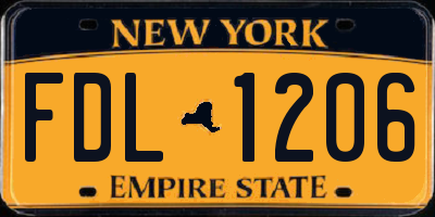 NY license plate FDL1206