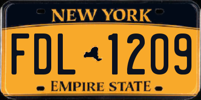 NY license plate FDL1209