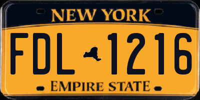 NY license plate FDL1216