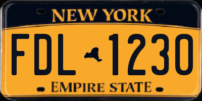 NY license plate FDL1230