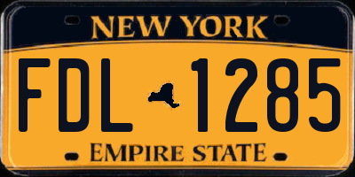 NY license plate FDL1285