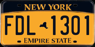 NY license plate FDL1301