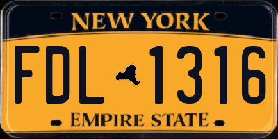 NY license plate FDL1316