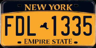 NY license plate FDL1335