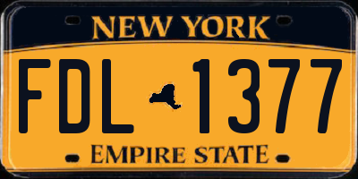 NY license plate FDL1377