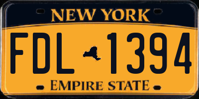 NY license plate FDL1394