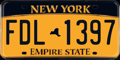 NY license plate FDL1397