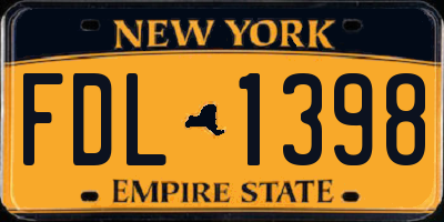NY license plate FDL1398