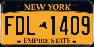 NY license plate FDL1409