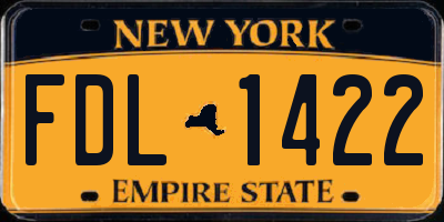 NY license plate FDL1422