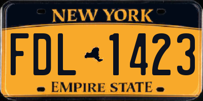 NY license plate FDL1423
