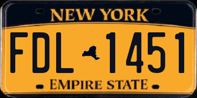 NY license plate FDL1451