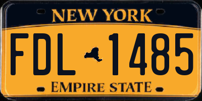 NY license plate FDL1485