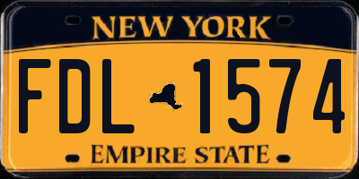 NY license plate FDL1574